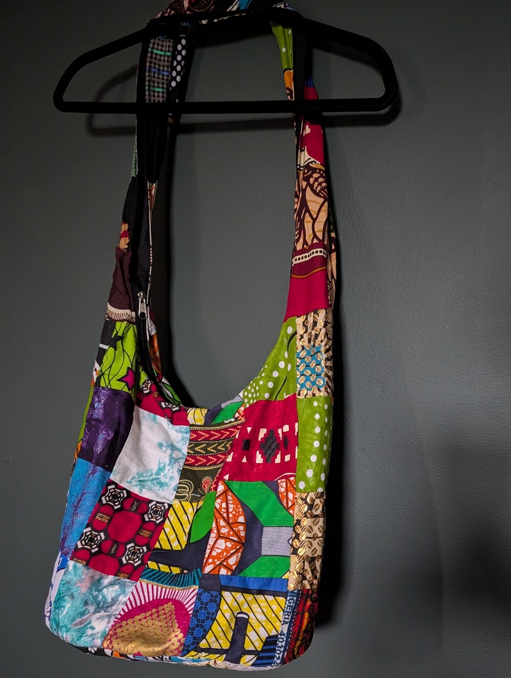 Colorful Patchwork Sling Bag With Padded Bottom- Multicolor